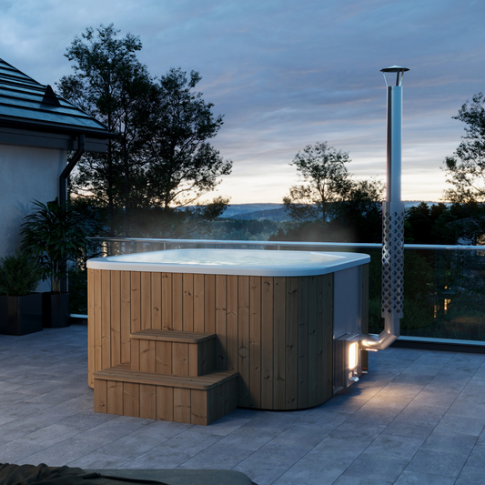 Log Fire Cube Hot Tub