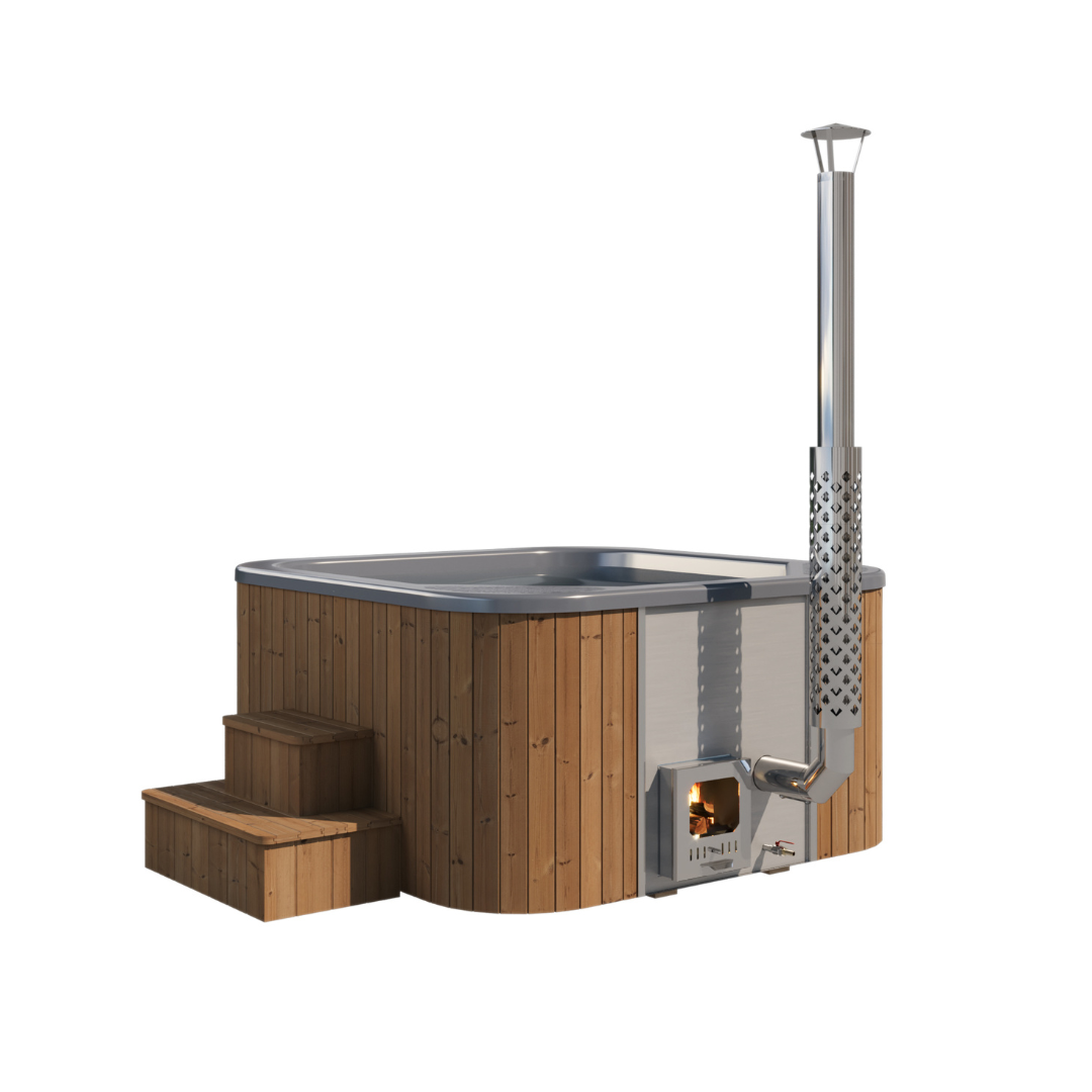 Log Fire Cube Hot Tub