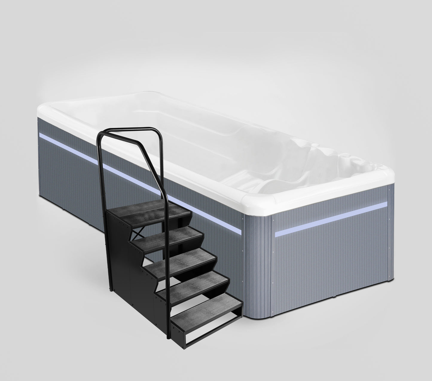 Hot tub with steps on a gray background