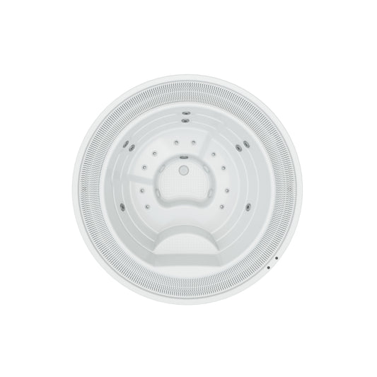 Top view of circular round white hot tub