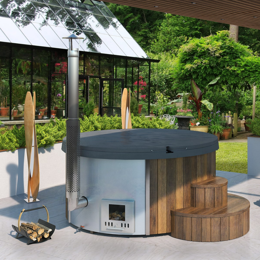 Log Fire Round 200 Hot Tub