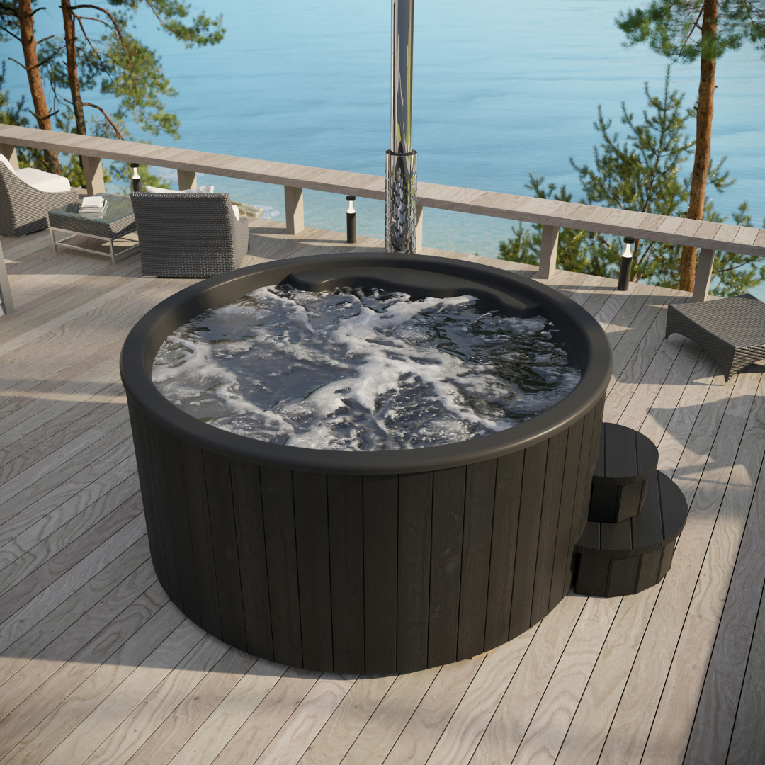 Log Fire Round 200 Hot Tub