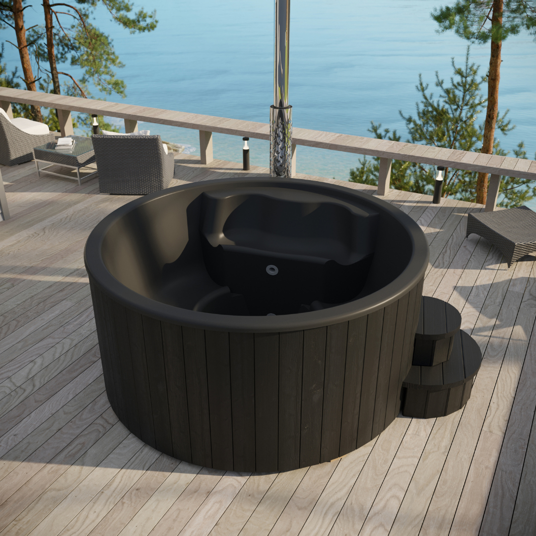 Log Fire Round 200 Hot Tub