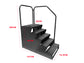 Black metal step ladder with dimensions labeled on a white background