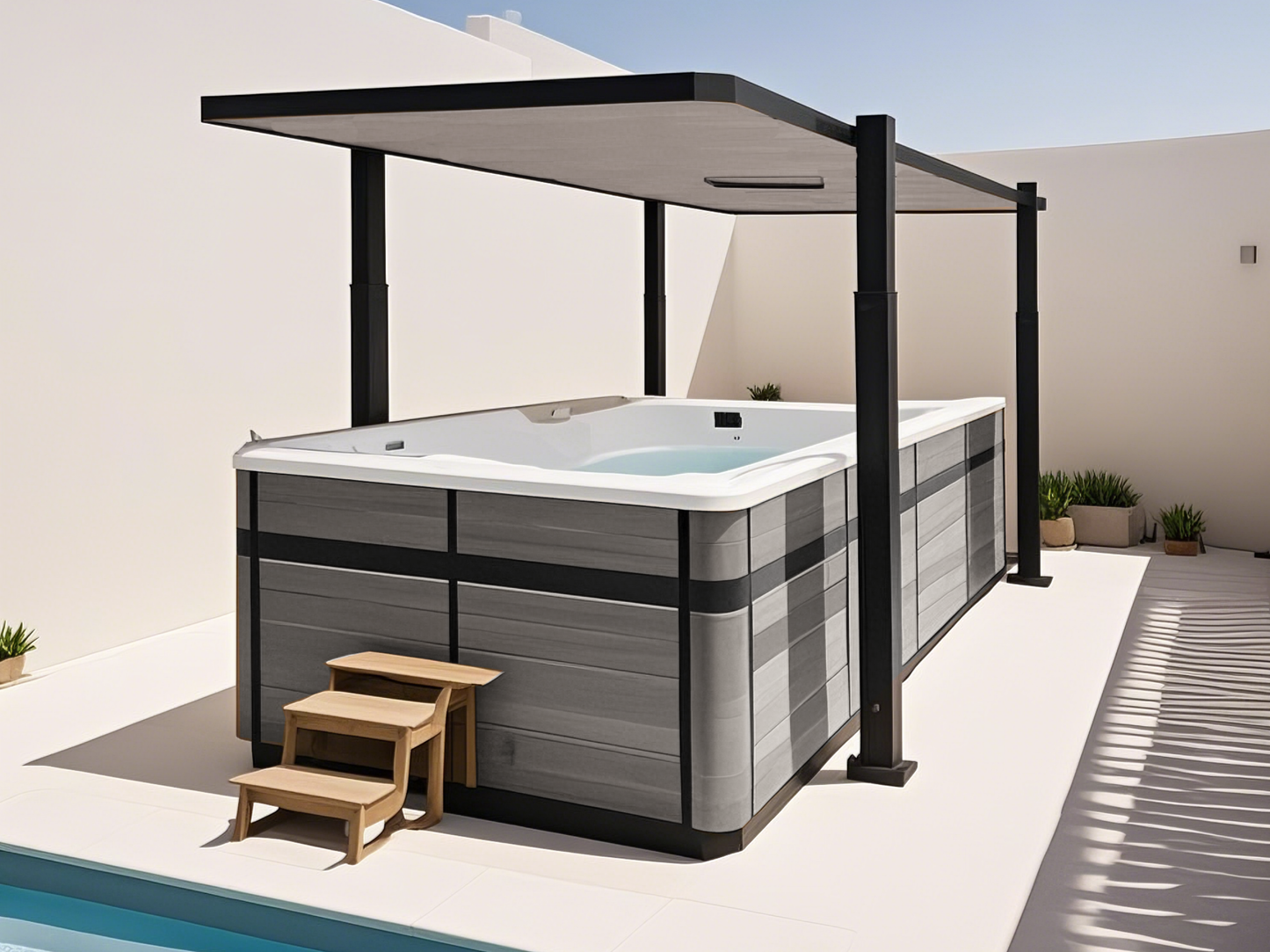 swim spa with automated rising cover