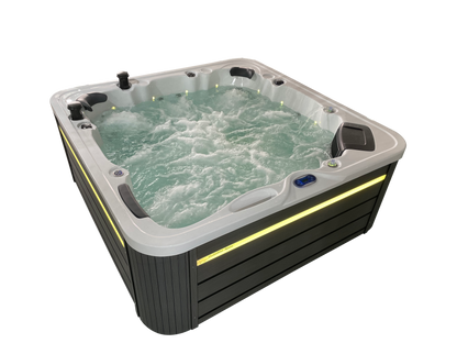 sideview of CX-6 Hot tub with water and lighting