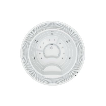 Top view of circular round white hot tub 