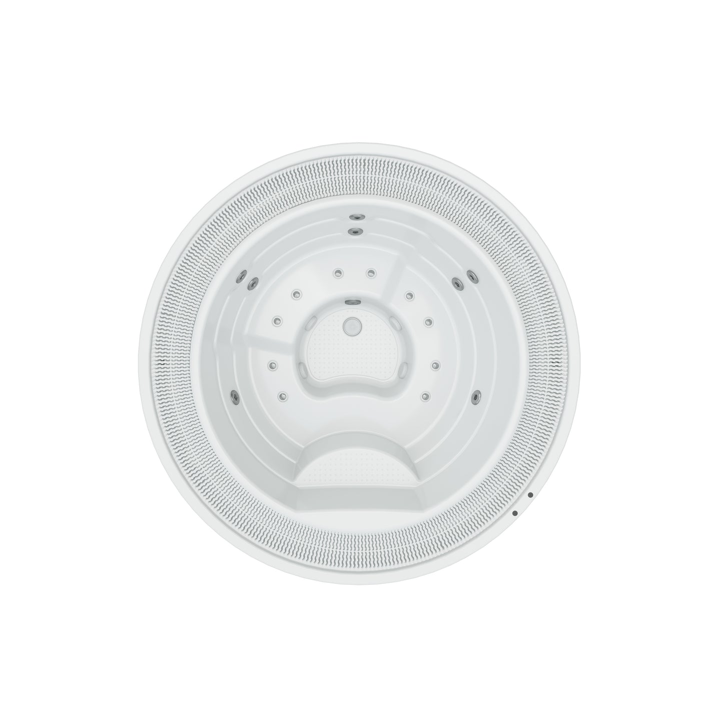 Top view of circular round white hot tub 