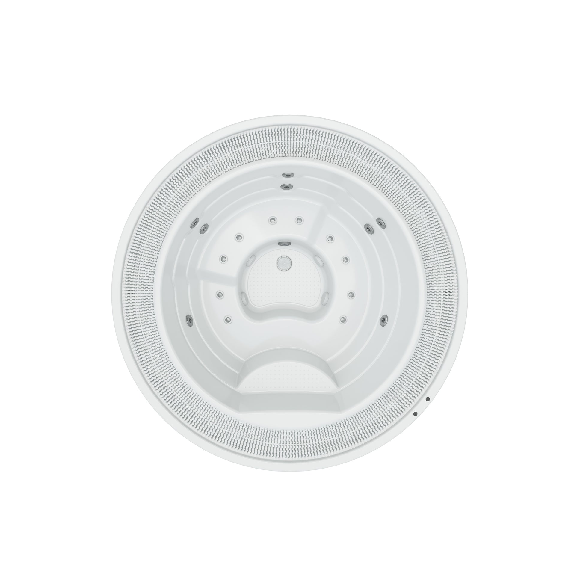 Top view of circular round white hot tub 