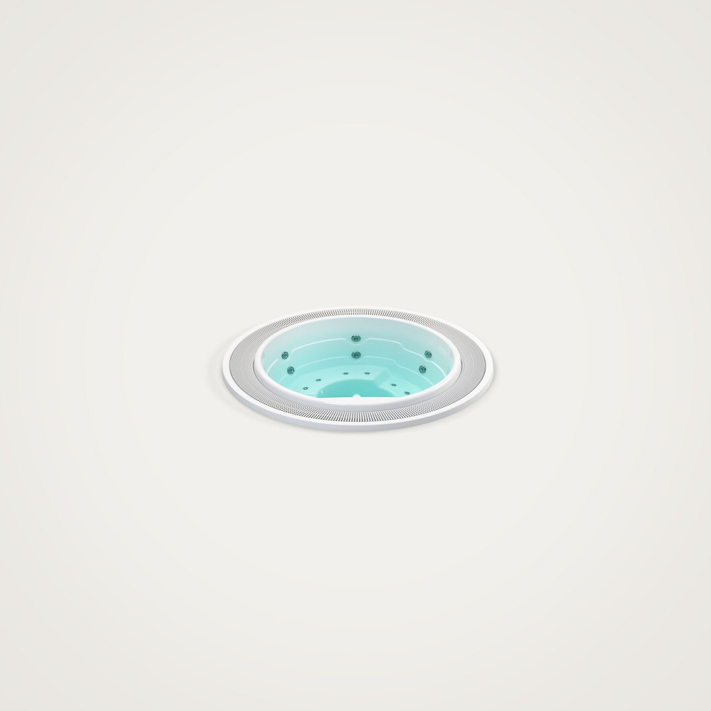 circular round white hot tub with water on a white background