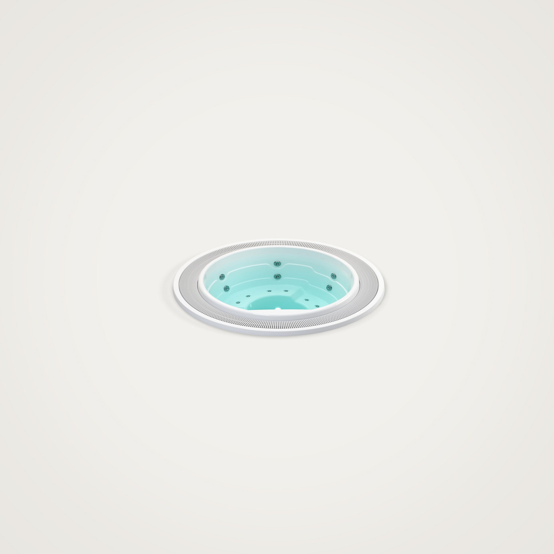 circular round white hot tub with water on a white background