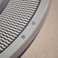 close up of stainless steel features on circular round white hot tub 
