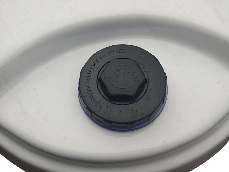 Close up of hot tub chemical feeder cap