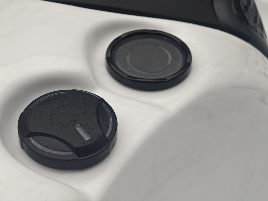 Close up of LED cup holder on a hot tub