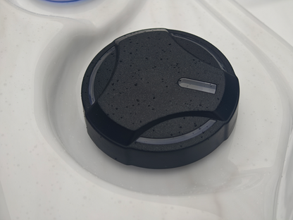 close up of black hot tub diverter valve
