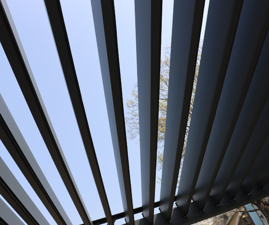 Close up of pergola louvres