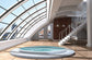 Modern interior with a circular round white  commercial hot tub 