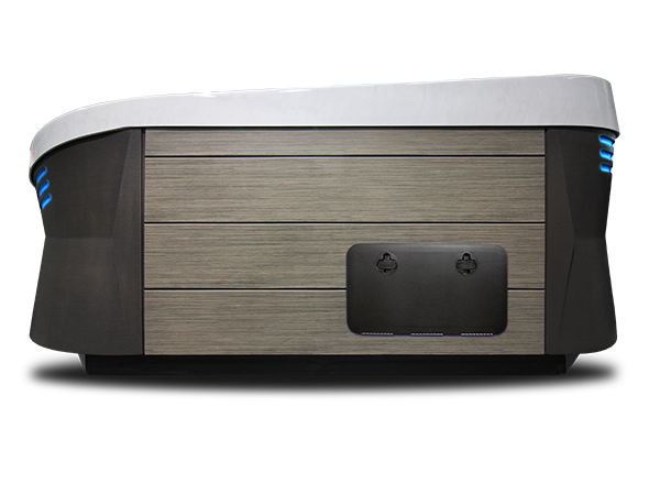 image of the side of a Coast Spas hot tub showing the Coast Cubby