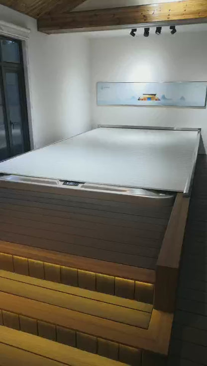 Video of automated swim spa cover opening EZ Glide