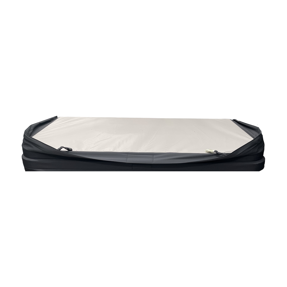 grey hot tub cover open